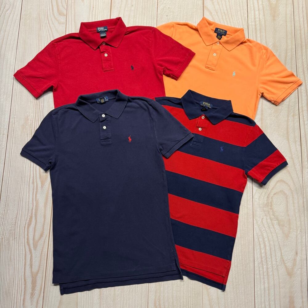 Lot of 4 Polo Ralph Lauren Boys Size L (14-16) Short Sleeve Collared Polo Shirt